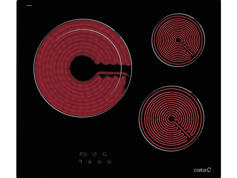 Mặt Trước Bếp Điện Hồng Ngoại 3 Vùng Nấu Cata TD 6003 BK Cảm Ứng