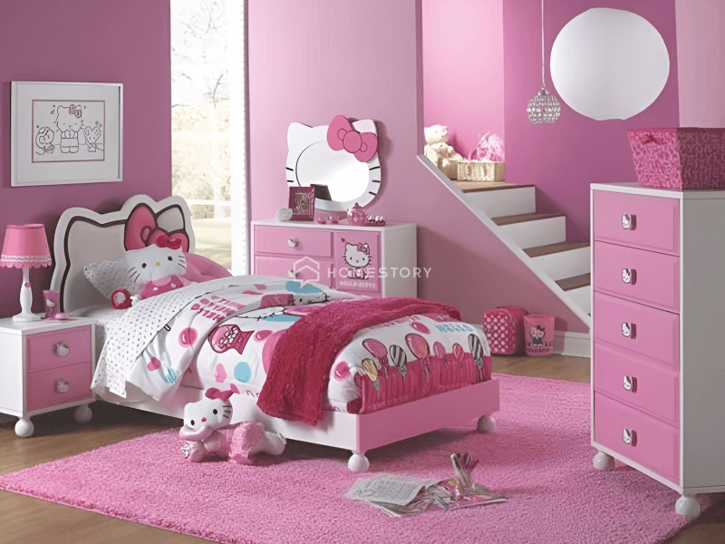 Phòng Cho Bé Gái Hello Kitty