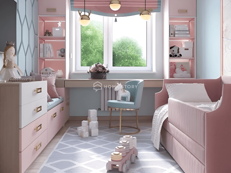 Phòng Cho Bé Gái Sáng Sủa