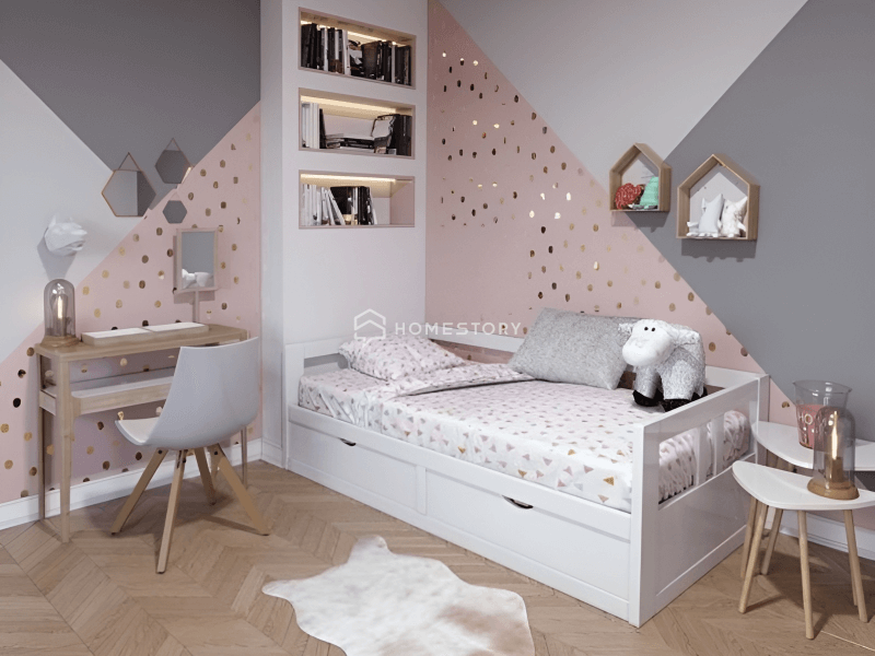 Phòng Cho Bé Gái Tối Giản