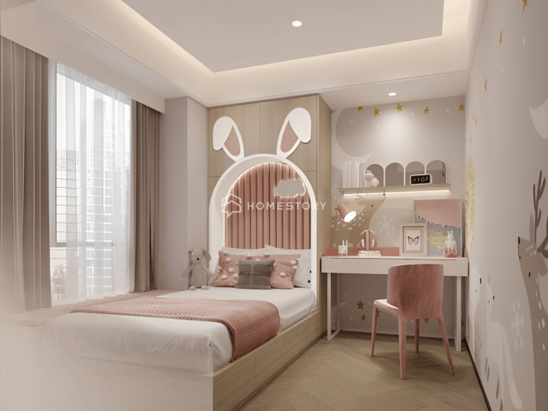 Phòng Ngủ Cho Bé Gái Hình Tai Thỏ