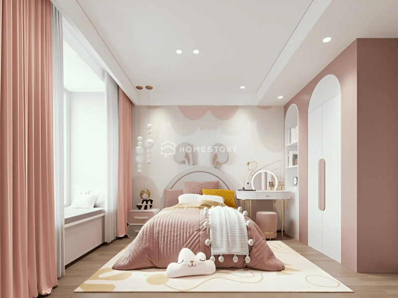 Phòng Ngủ Cho Bé Gái Đẹp Màu Hồng
