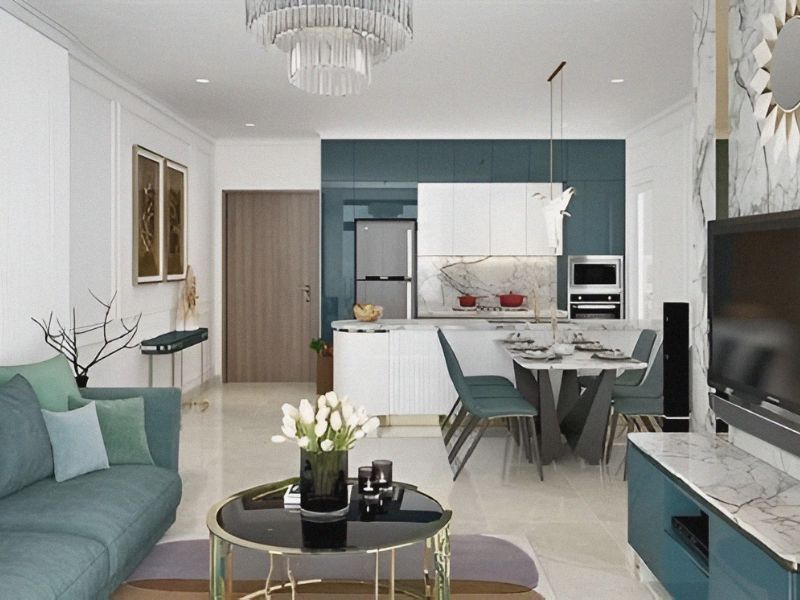 Phòng Khách Liền Kề Bếp