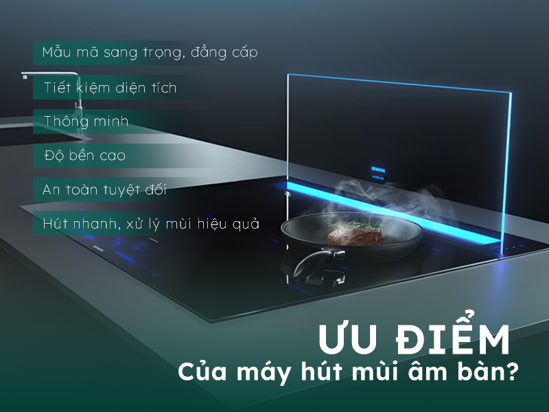 Máy hút mùi cao cấp đặt âm bàn có nhiều ưu điểm nổi bật