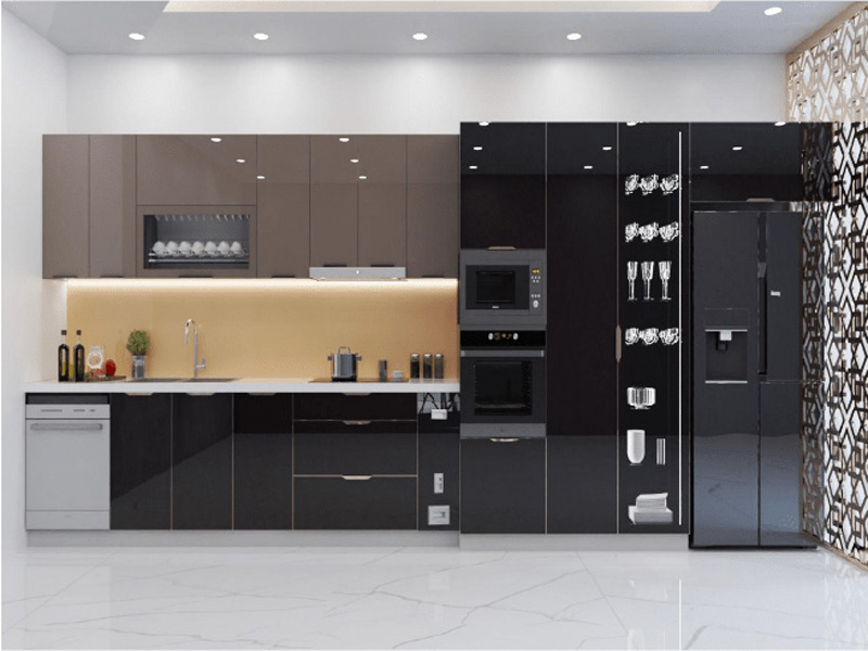 Tủ bếp cánh kính đẹp hiện đại