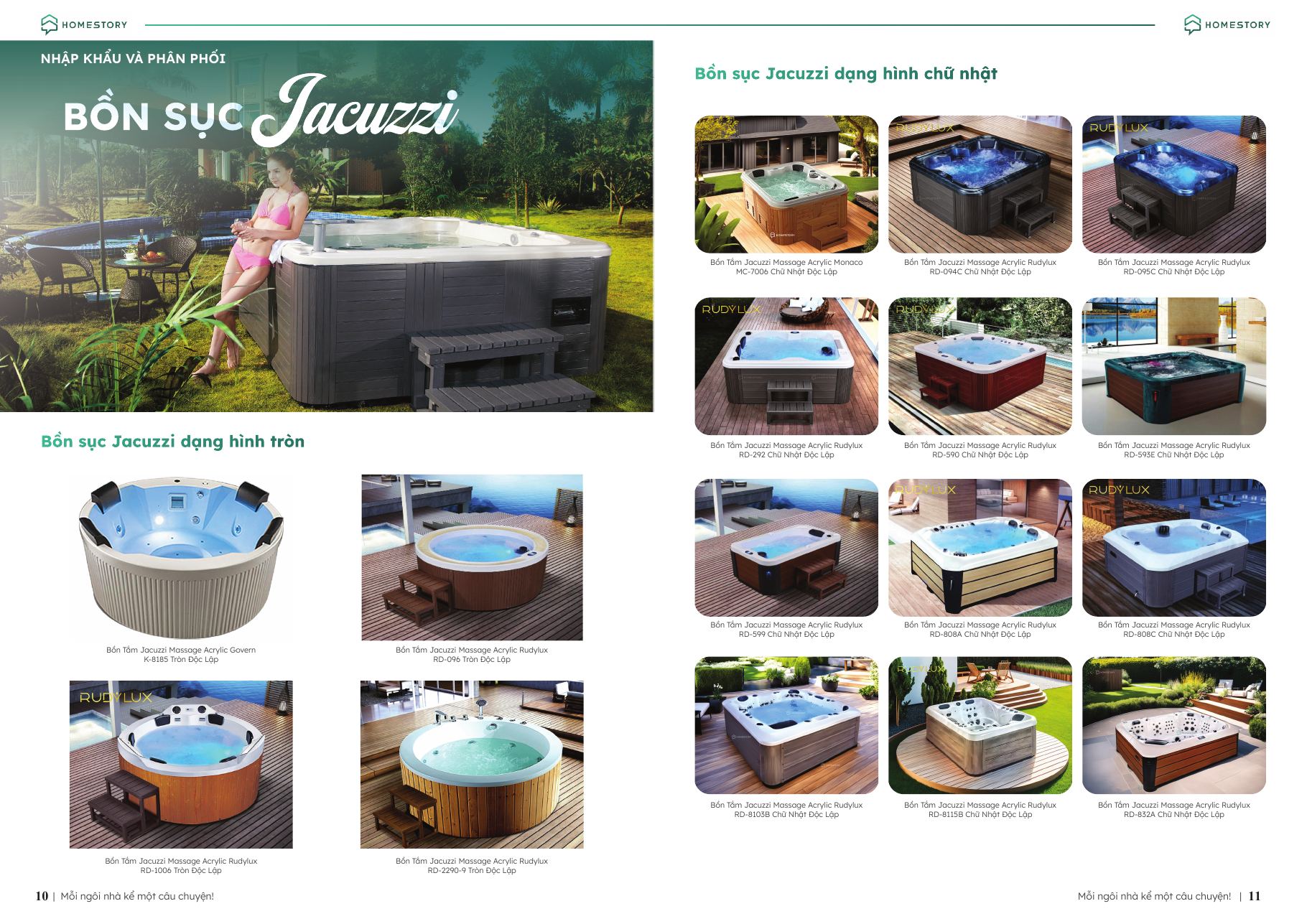 Các mẫu bồn sục Jacuzzi HomeStory