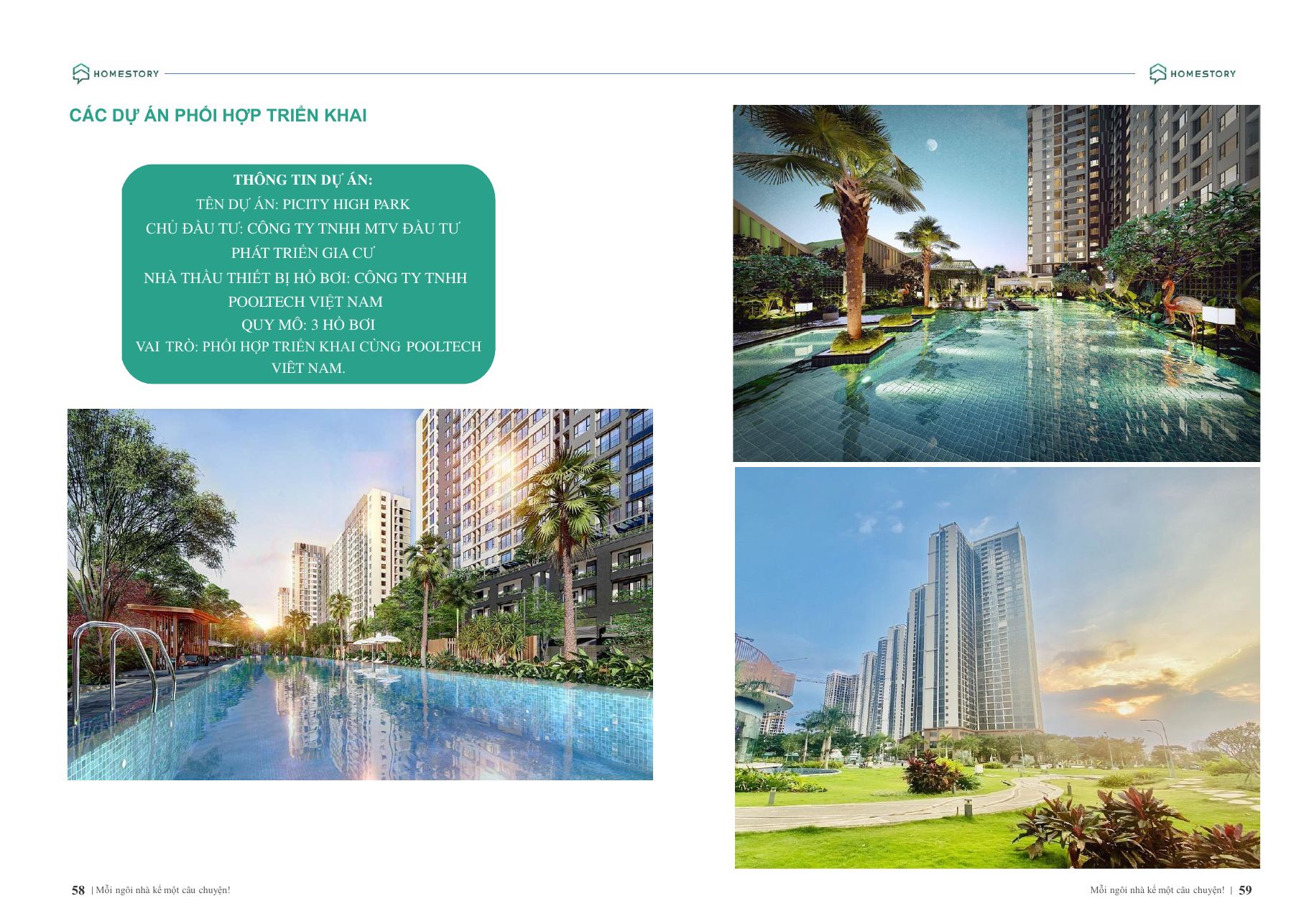Các dự án phối hợp triển khai cùng HomeStory (trang 58–59)