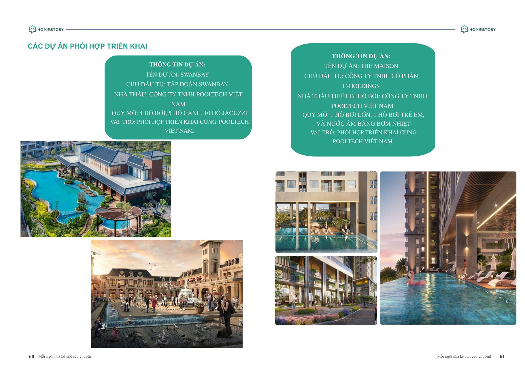 Các dự án phối hợp triển khai cùng HomeStory (trang 60–61)
