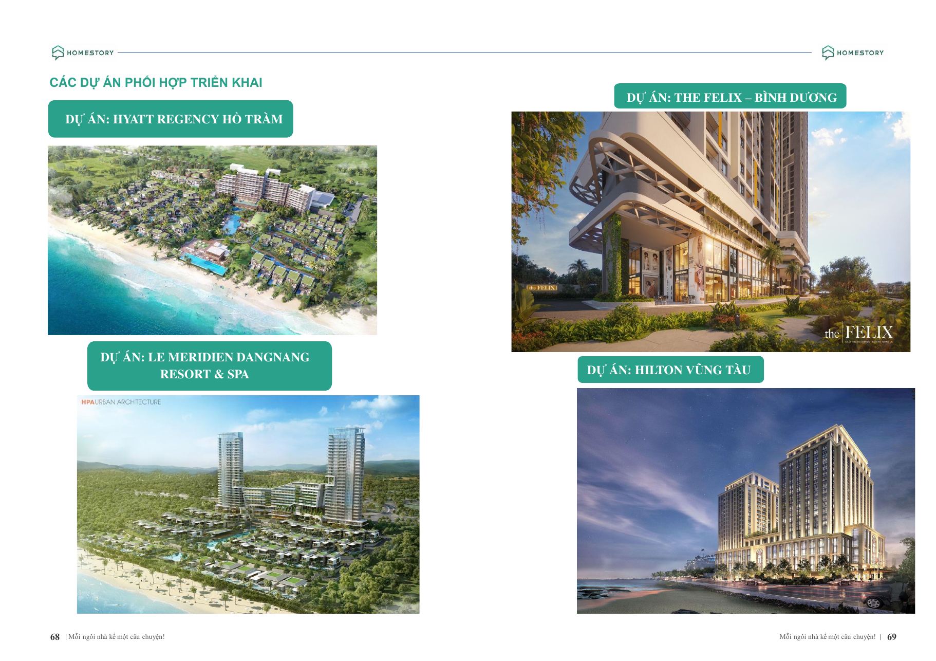 Các dự án phối hợp triển khai cùng HomeStory (trang 68–69)