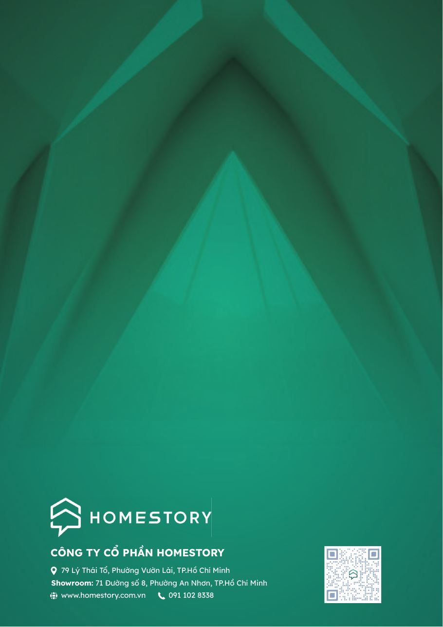 Bìa sau profile HomeStory – thông tin liên hệ
