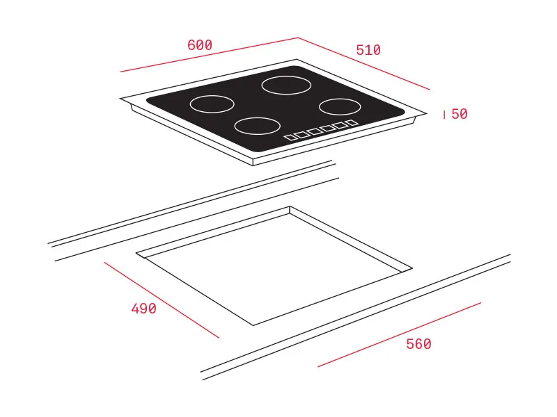 Kích Thước Bếp Điện Hồng Ngoại 4 Vùng Nấu Teka Tb 6415 Cảm Ứng