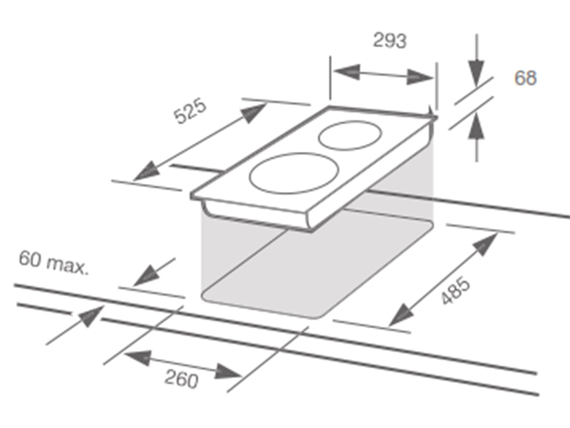 Kích Thước Bếp Điện Hồng Ngoại Đôi Domino Fagor 3Mft-2Ax 1800W Cảm Ứng