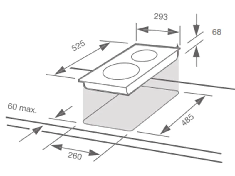 Bếp Điện Hồng Ngoại Đôi Domino Fagor 3Mft-2Ax 3200W Cảm Ứng 2 Kích Thước Bếp Điện Hồng Ngoại Đôi Domino Fagor 3Mft-2Ax 1800W Cảm Ứng