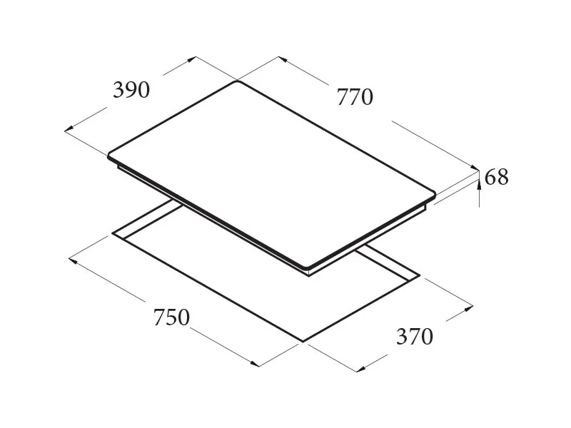 Kích Thước Bếp Điện Từ 3 Vùng Nấu Cata Ib 753 Bk 3000W Cảm Ứng