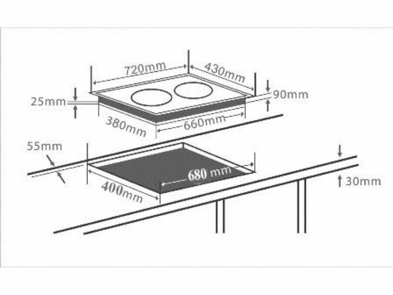 Bếp Điện Từ Đôi Chefs Eh-Dih321 3400W Cảm Ứng 2 Kích Thước Bếp Điện Từ Đôi Chefs Eh-Dih321 2000W Cảm Ứng