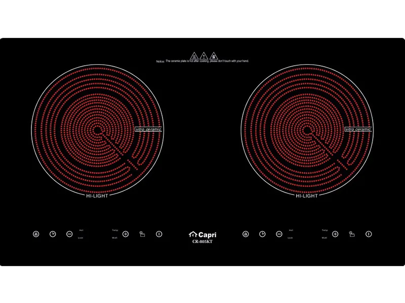 Mặt Trước Bếp Điện Hồng Ngoại Đôi Capri Cr-805Kt 2000W Cảm Ứng
