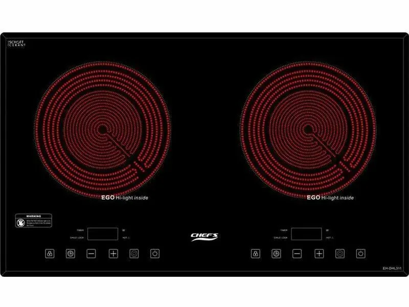 Bếp Điện Hồng Ngoại Đôi Chefs Eh-Dhl311 3400W Cảm Ứng 1 Mặt Trước Bếp Điện Hồng Ngoại Đôi Chefs Eh Dhl311 2200W Cảm Ứng