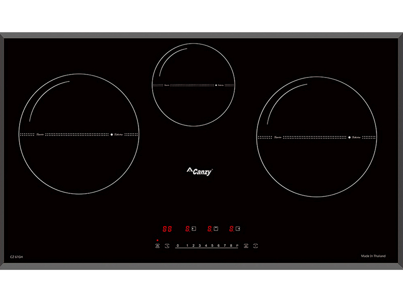 Mặt Trước Bếp Điện Từ 3 Vùng Nấu Canzy Cz 67Gh 2400W Cảm Ứng