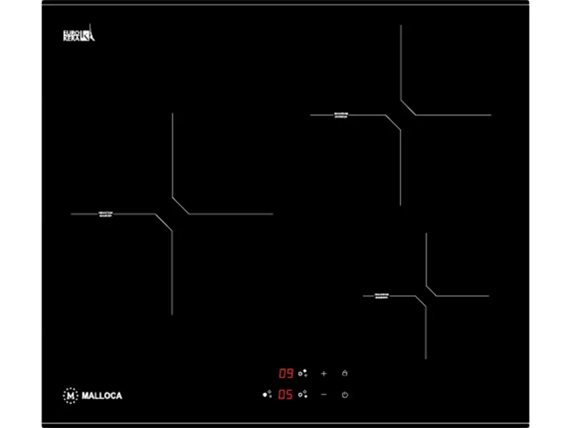 Mặt Trước Bếp Điện Từ 3 Vùng Nấu Malloca Mh 03I N 2000W Cảm Ứng