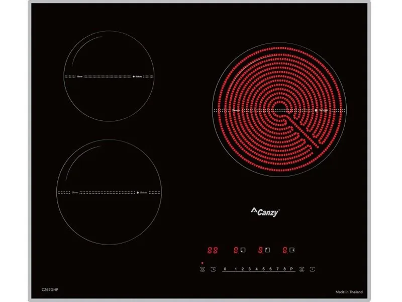 Mặt Trước Bếp Điện Từ Hồng Ngoại 3 Vùng Nấu Canzy Cz 67Ghp 2400W Cảm Ứng