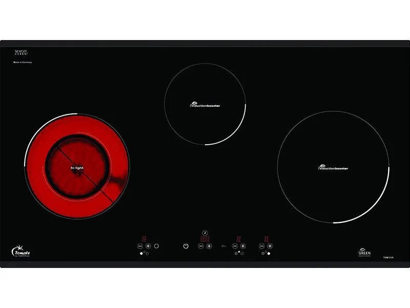 Mặt Trước Bếp Điện Từ Hồng Ngoại 3 Vùng Nấu Tomate Tom 03Ir 2000W Cảm Ứng