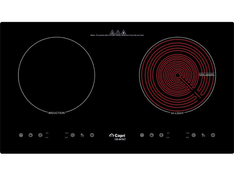 Bếp Điện Từ Hồng Ngoại Đôi Capri CR-807KT 4000W Cảm Ứng 1 Mặt Trước Bếp Điện Từ Hồng Ngoại Đôi Capri CR-807KT 2000W Cảm Ứng