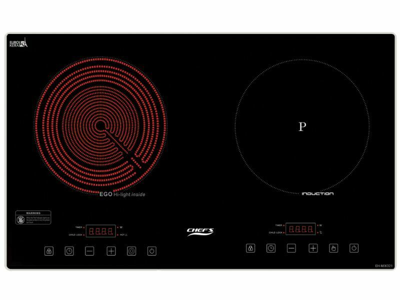 Bếp Điện Từ Hồng Ngoại Đôi Chefs Eh-Mix321 3400W Cảm Ứng 1 Mặt Trước Bếp Điện Từ Hồng Ngoại Đôi Chefs Eh-Mix321 3400W