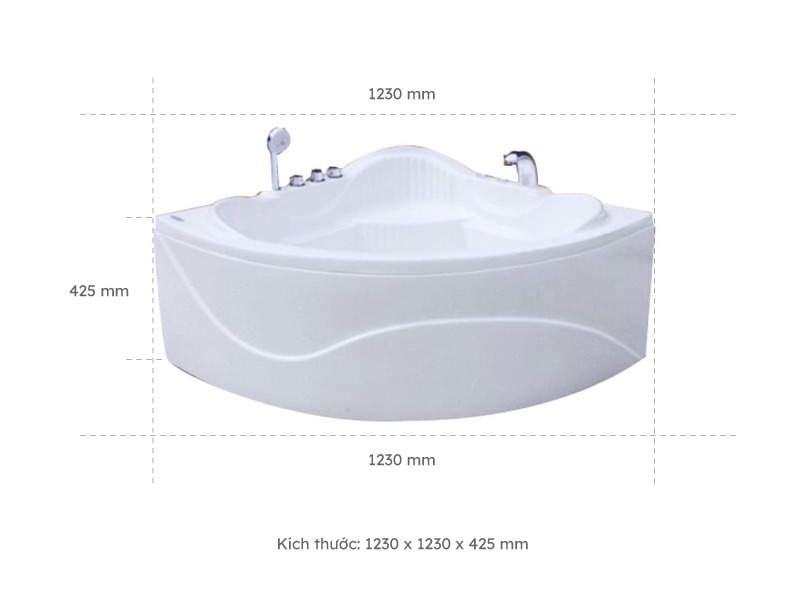 Bồn Tắm Nằm Đơn Massage Acrylic Việt Mỹ 123 Tam Giác Góc 2 Kích Thước Bồn Tắm Nằm Đơn Massage Acrylic Việt Mỹ 123 Tam Giác Góc