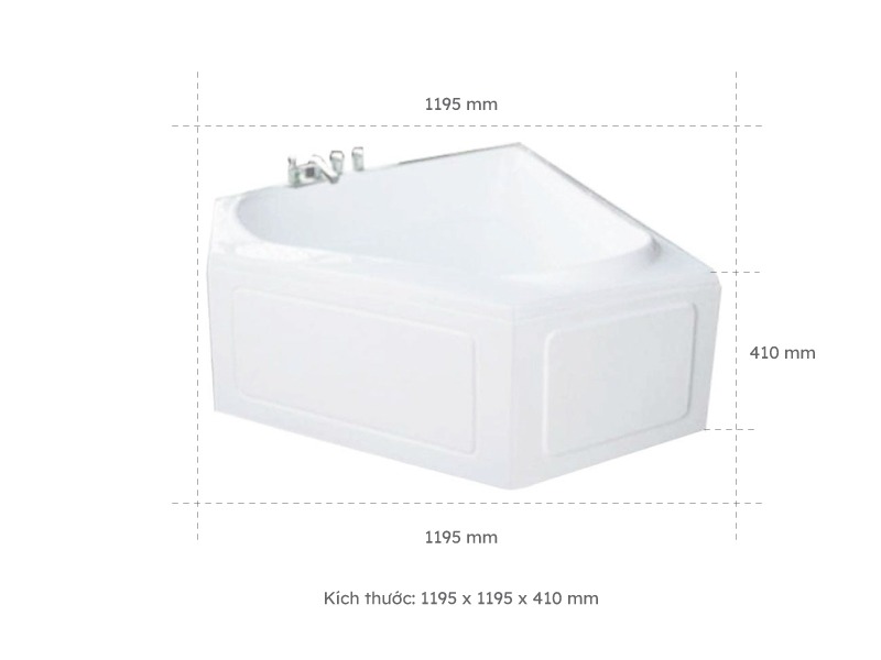 Bồn Tắm Nằm Đơn Massage Acrylic Việt Mỹ 12J Tam Giác Góc 2 Kích Thước Bồn Tắm Nằm Đơn Massage Acrylic Việt Mỹ 12J Tam Giác Góc