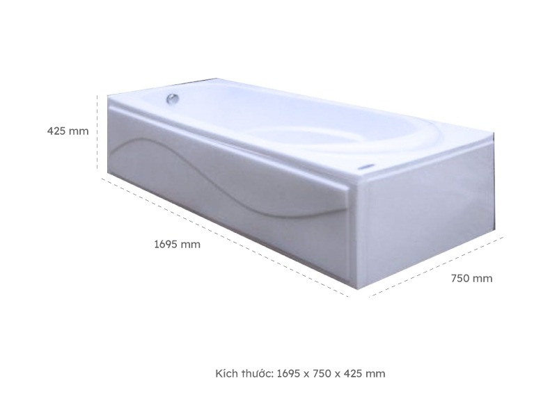 Bồn Tắm Nằm Đơn Massage Acrylic Việt Mỹ 17D Chữ Nhật Góc 2 Kích Thước Bồn Tắm Nằm Đơn Massage Acrylic Việt Mỹ 17D Chữ Nhật Góc