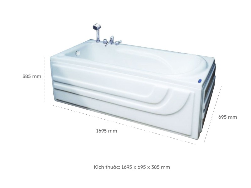 Bồn Tắm Nằm Đơn Massage Acrylic Việt Mỹ 17M Chữ Nhật Góc 2 Kích Thước Bồn Tắm Nằm Đơn Massage Acrylic Việt Mỹ 17M Chữ Nhật Góc