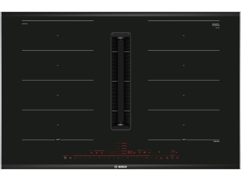 Mặt Trước Bếp Điện Từ Kết Hợp Hút Mùi 4 Vùng Nấu Bosch Hmh.pxx875D67E 7400W Cảm Ứng