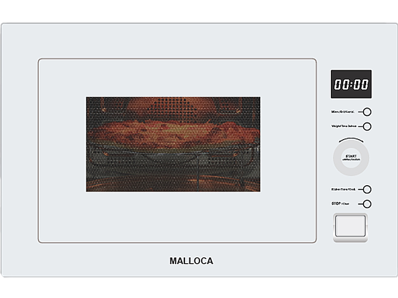 Mặt Trước Lò Vi Sóng Điện Tử Có Nướng Malloca Mw-927Bg Trắng 27 Lít Âm Tủ