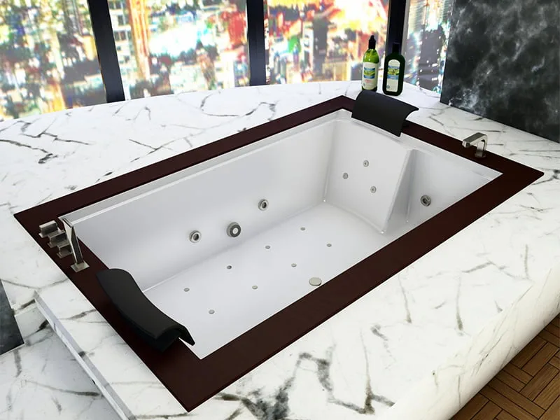 Mặt Trước Bồn Tắm Nằm Đôi Massage Acrylic Govern Js-921 Chữ Nhật Xây