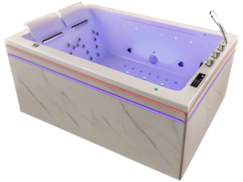 Mặt Trước Bồn Tắm Nằm Đôi Massage Acrylic Govern K-1217 Chữ Nhật Góc