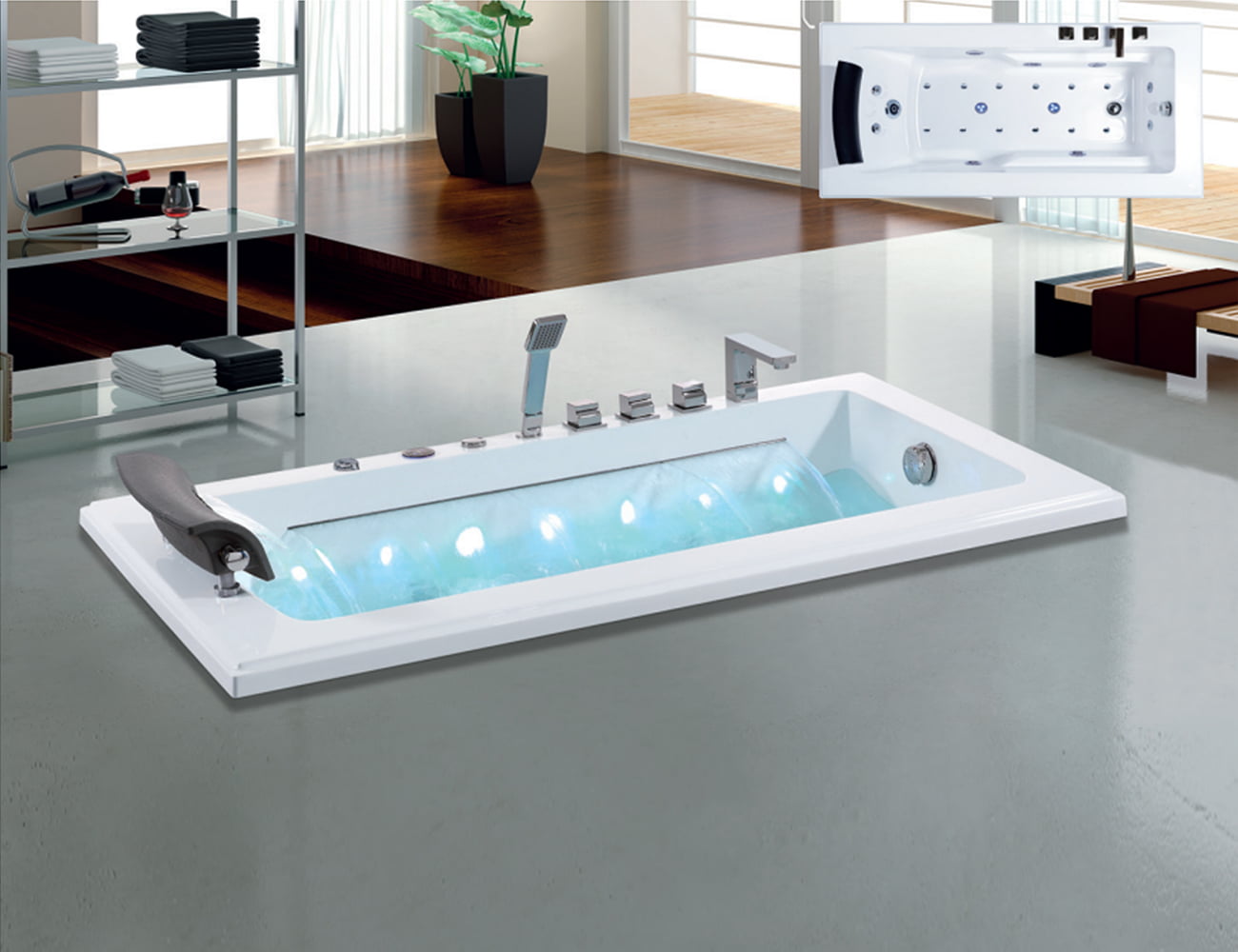 Mặt Trước Bồn Tắm Nằm Đơn Massage Acrylic Rudylux Rd-0509 Chữ Nhật Xây