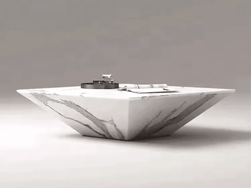 Bàn Trà Sofa Đá Cẩm Thạch Nguyên Khối Homestory Hs-677A 1 Mặt Trước Bàn Trà Homestory Hs-677A