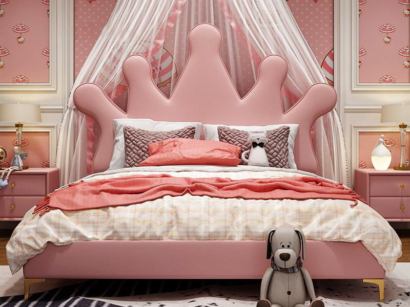 Mặt Trước Giường Ngủ Bé Gái Gỗ Mdf Bọc Da Kingdeer Cara Cb-004