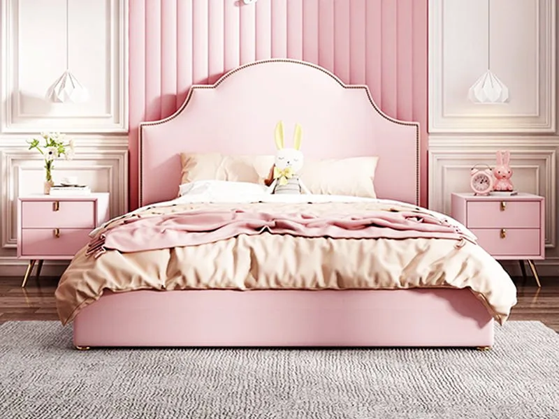 Mặt Trước Giường Ngủ Bé Gái Gỗ Mdf Bọc Da Kingdeer Gcb-001