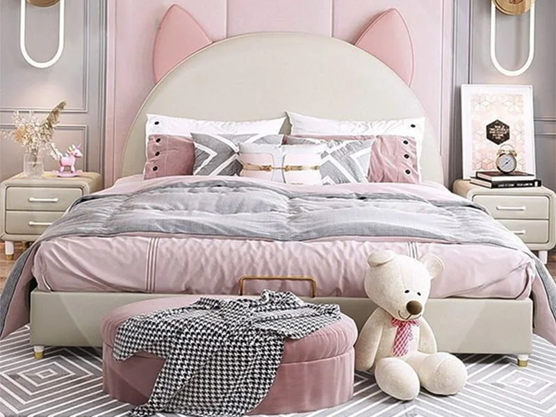 Giường Ngủ Bé Gái Gỗ Mdf Bọc Da Kingdeer Lita Gcb-016 1 Mặt Trước Giường Ngủ Bé Gái Gỗ Mdf Bọc Da Kingdeer Lita Gcb-016