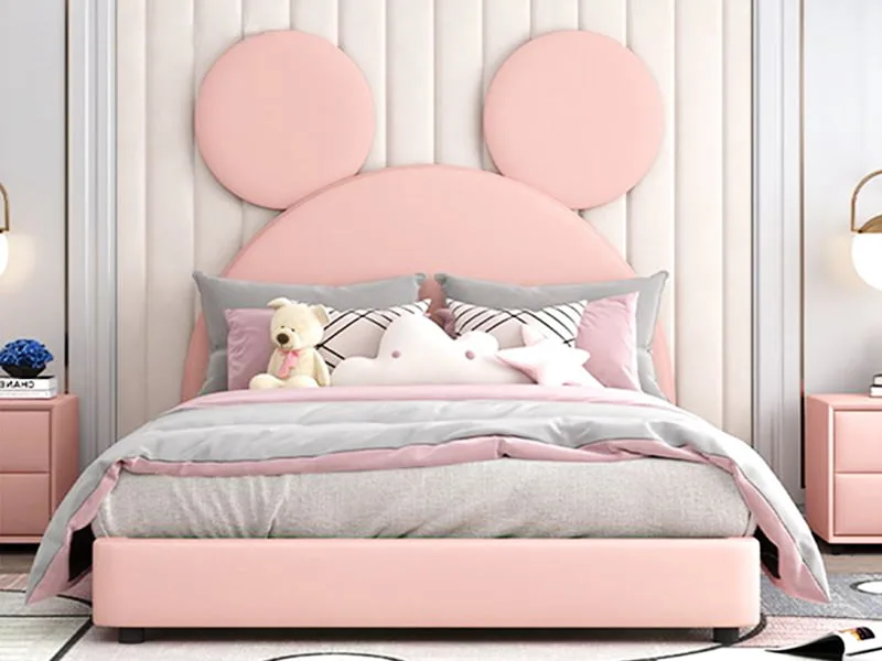 Mặt Trước Giường Ngủ Bé Gái Gỗ Mdf Bọc Da Kingdeer Maya Gcb-003