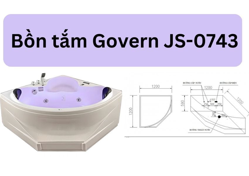 Bồn tắm nằm massage Govern JS-0743 tam giác