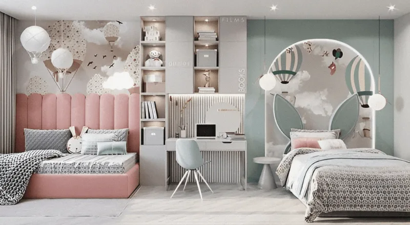 Mẫu Thiết Kế Phòng Ngủ Cho 2 Chị Em Gái Xinh Xắn, Đáng Yêu 1 Thiết Kế Phòng Ngủ Cho 2 Chị Em Gái