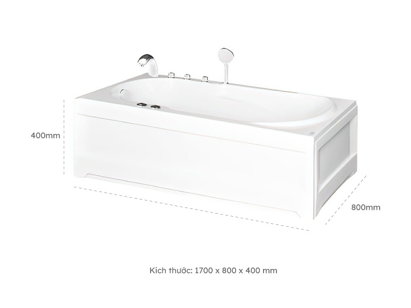 Bồn Tắm Nằm Đơn Massage Acrylic Euroca Eu1-1680 Chữ Nhật Góc 2 Kích Thước Bồn Tắm Nằm Đơn Massage Acrylic Euroca Eu1-1680 Chữ Nhật Góc