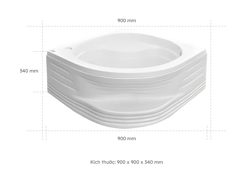 Kích Thước Bồn Tắm Trẻ Em Massage Acrylic Euroca Eu1-9090 Tam Giác Góc
