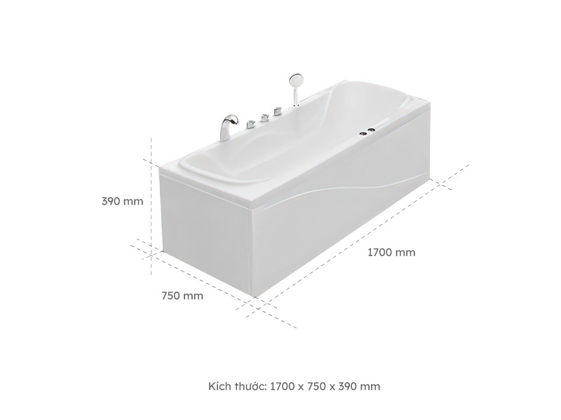 Bồn Tắm Nằm Đơn Massage Acrylic Euroca Eu3-1775 Chữ Nhật Góc 2 Kích Thước Bồn Tắm Nằm Đơn Massage Acrylic Euroca Eu3-1775 Chữ Nhật Góc