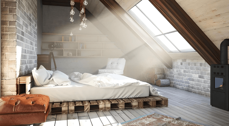 Mẫu Phòng Ngủ Gác Mái Hứng Trọn Ánh Sáng Tự Nhiên 1 Phòng Ngủ Gác Mái