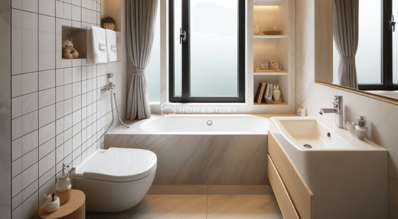 Phòng Tắm Nhỏ Có Bồn