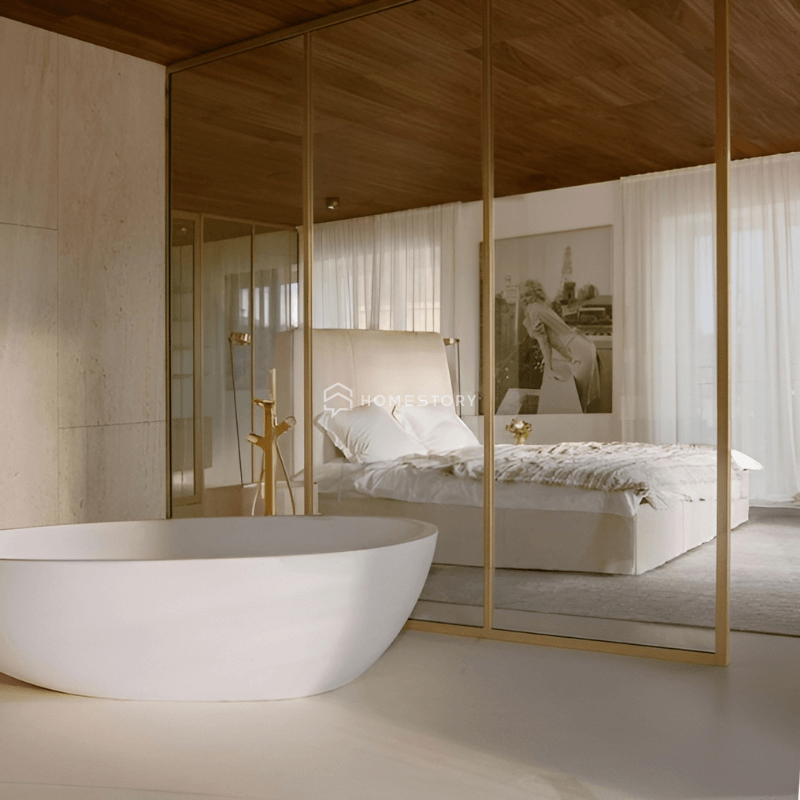 phòng ngủ thư giãn với bồn tắm đẹp