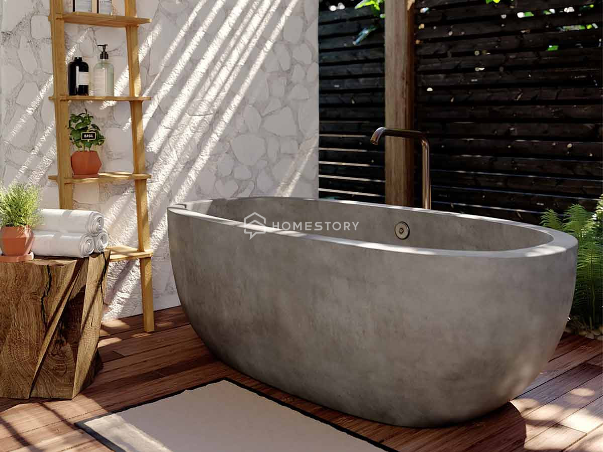 Các Bồn Tắm Đá Mài Khuynh Đảo Xu Hướng Decor Phòng Tắm Hiện Nay 16 Bồn Tắm Oval Tối Ưu Hóa Không Gian, Giúp Căn Phòng Trở Nên Gọn Gàng Hơn